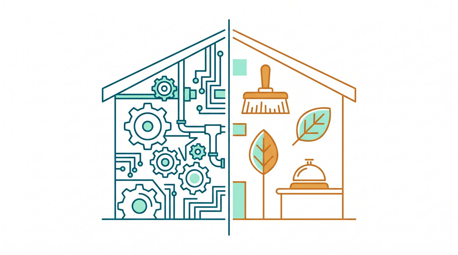 Illustration comparing hard and soft facilities management